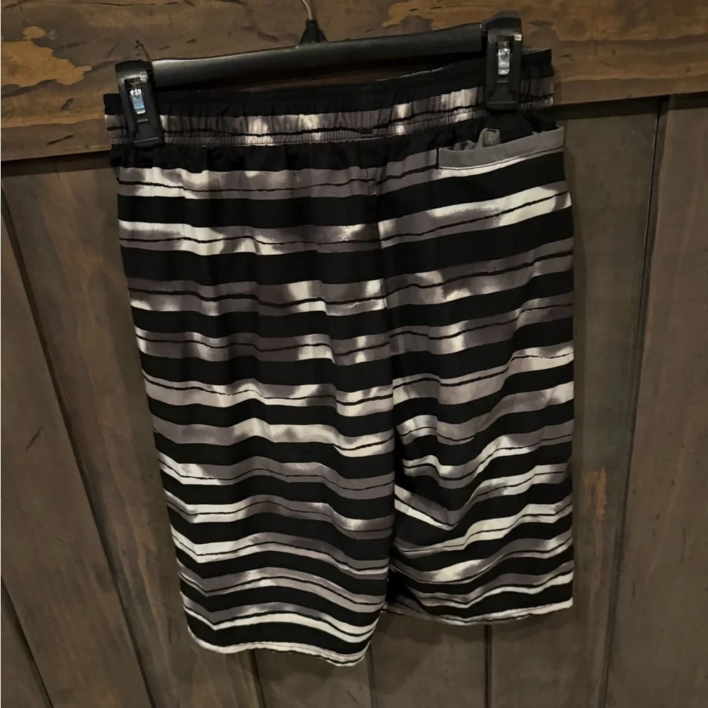 Nike volley swim trunks men’s Black and Gray Striped Shorts